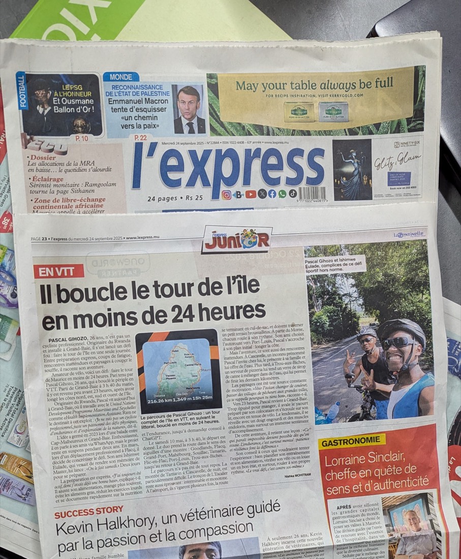 L'express newspaper coverage of the 24-hour island ride